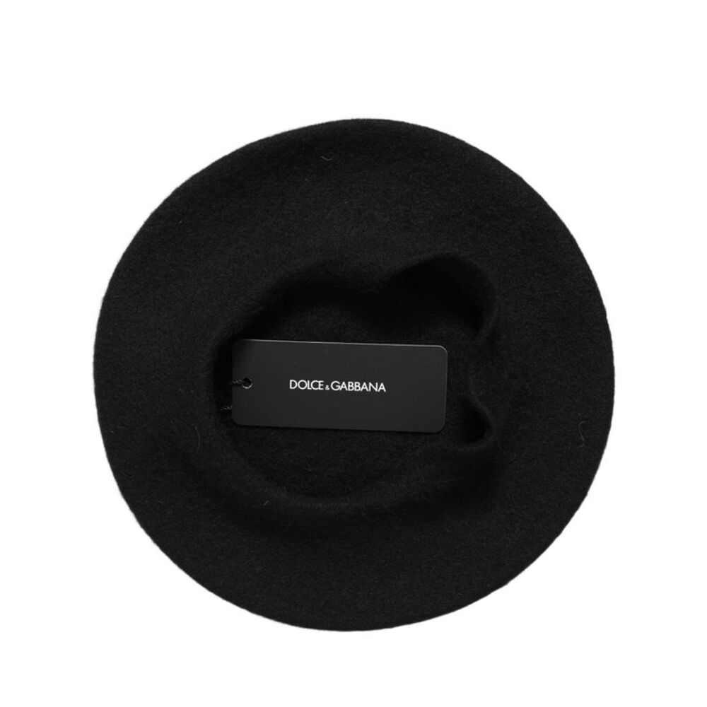Dolce & Gabbana Black Wool French Style Beret Capello Women's Hat